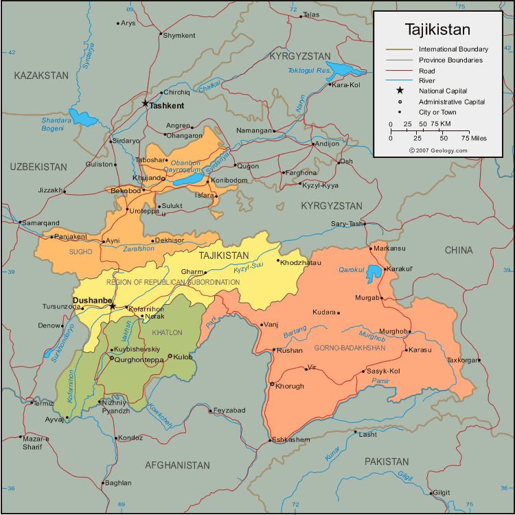 tadjikistan politique carte